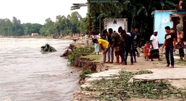 উলিপুরে তিস্তা নদীর ভাঙনে,বিলীন হচ্ছে বসতবাড়ি