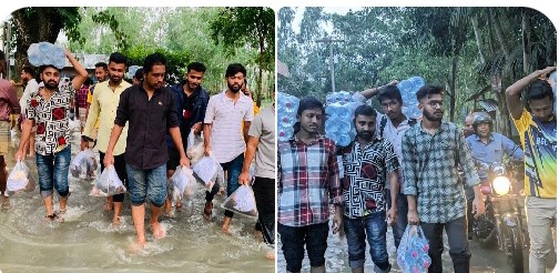 বন্যায় ক্ষতিগ্রস্ত পরিবারের মাঝে শুকনো খাবার ও ঔষধ বিতরণ করে বিজিসি ট্রাস্ট ইউনিভার্সিটি ও প্রিমিয়ার বিশ্ববিদ্যালয় ছাত্রলীগ